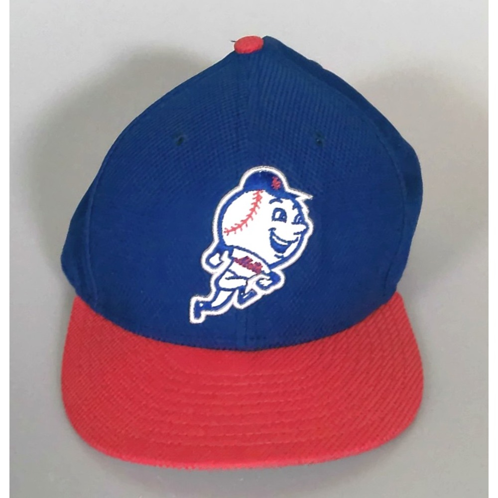 New York Mets Fitted Hat Mr Met Logo New Era 59FIFTY 7 1/4 Blue Orange Cap MLB